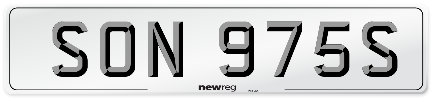 SON 975S Number Plate from New Reg